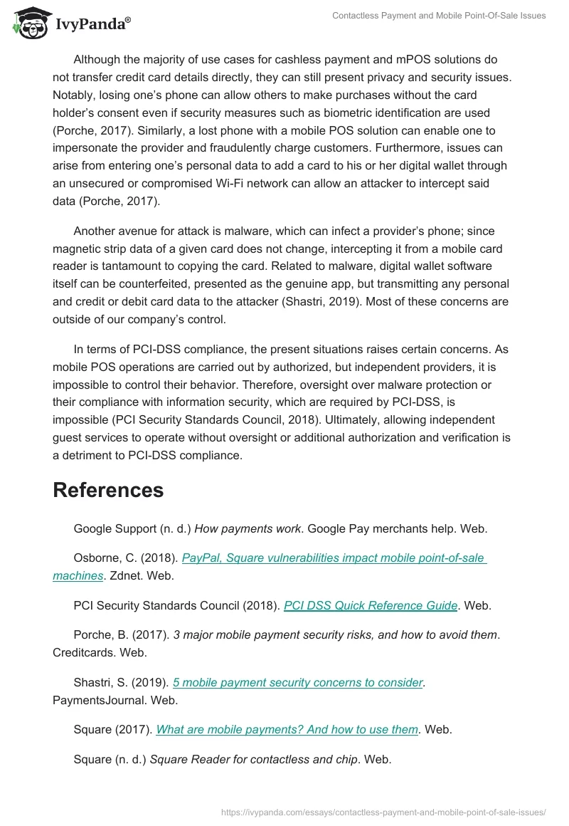Contactless Payment and Mobile Point-Of-Sale Issues. Page 2