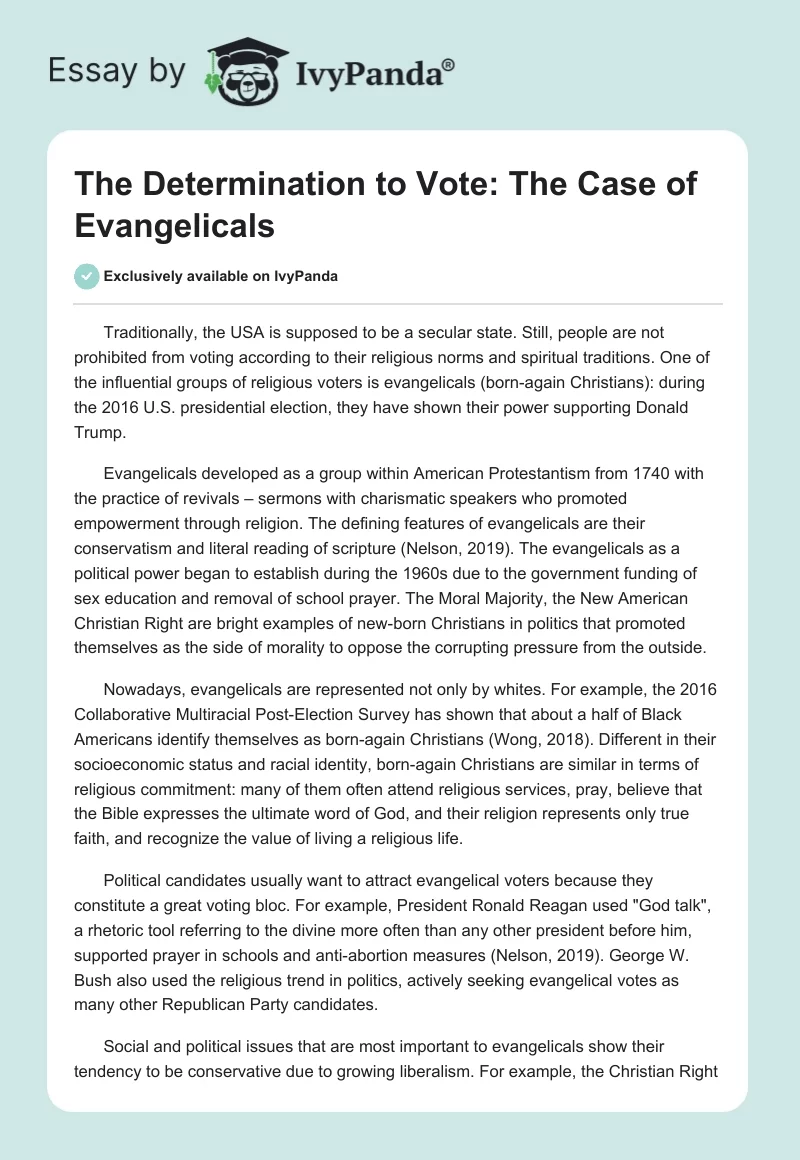 The Determination to Vote: The Case of Evangelicals. Page 1