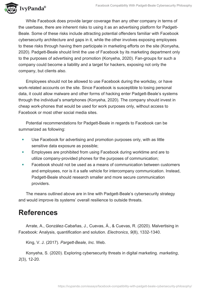 Facebook Compatibility With Padgett-Beale Cybersecurity Philosophy. Page 2