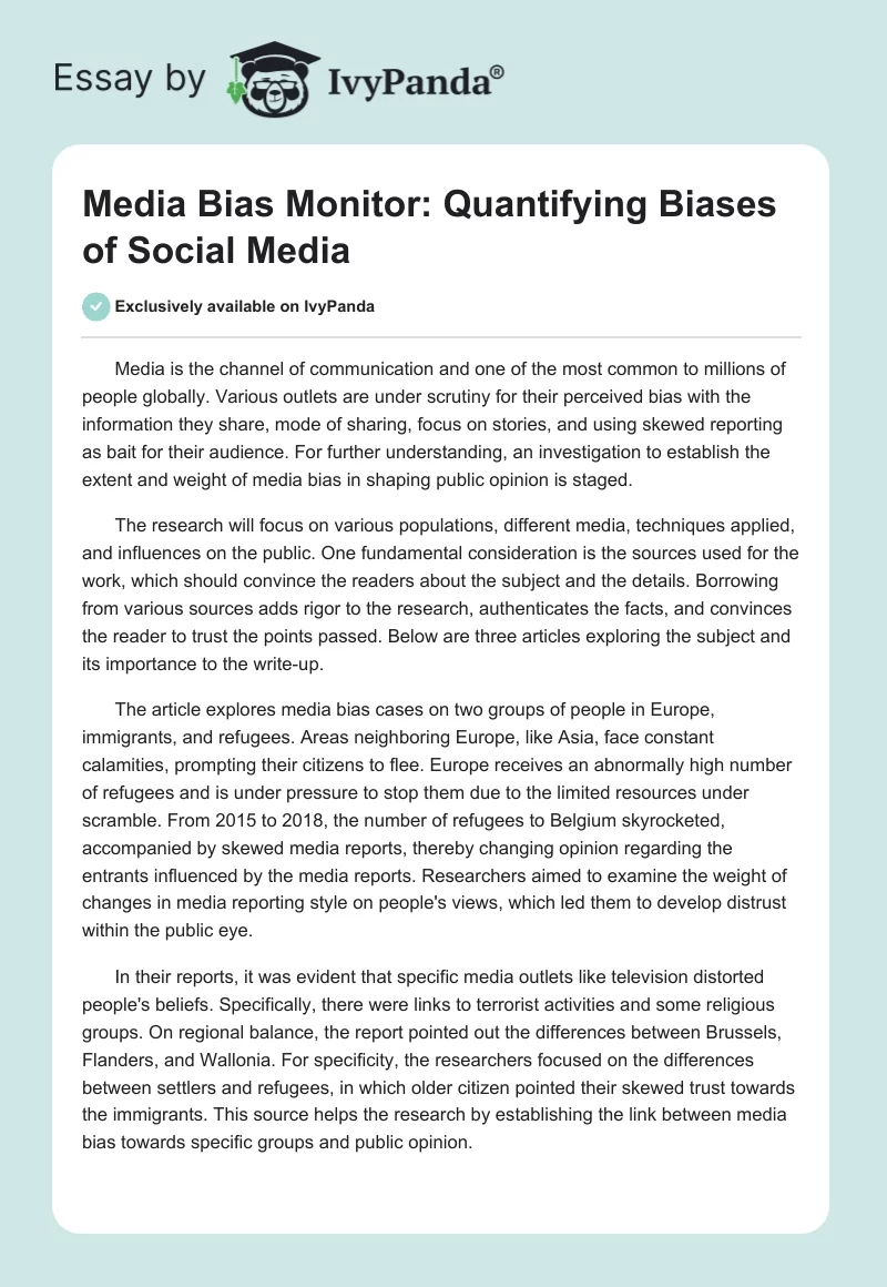 Media Bias Monitor: Quantifying Biases of Social Media. Page 1