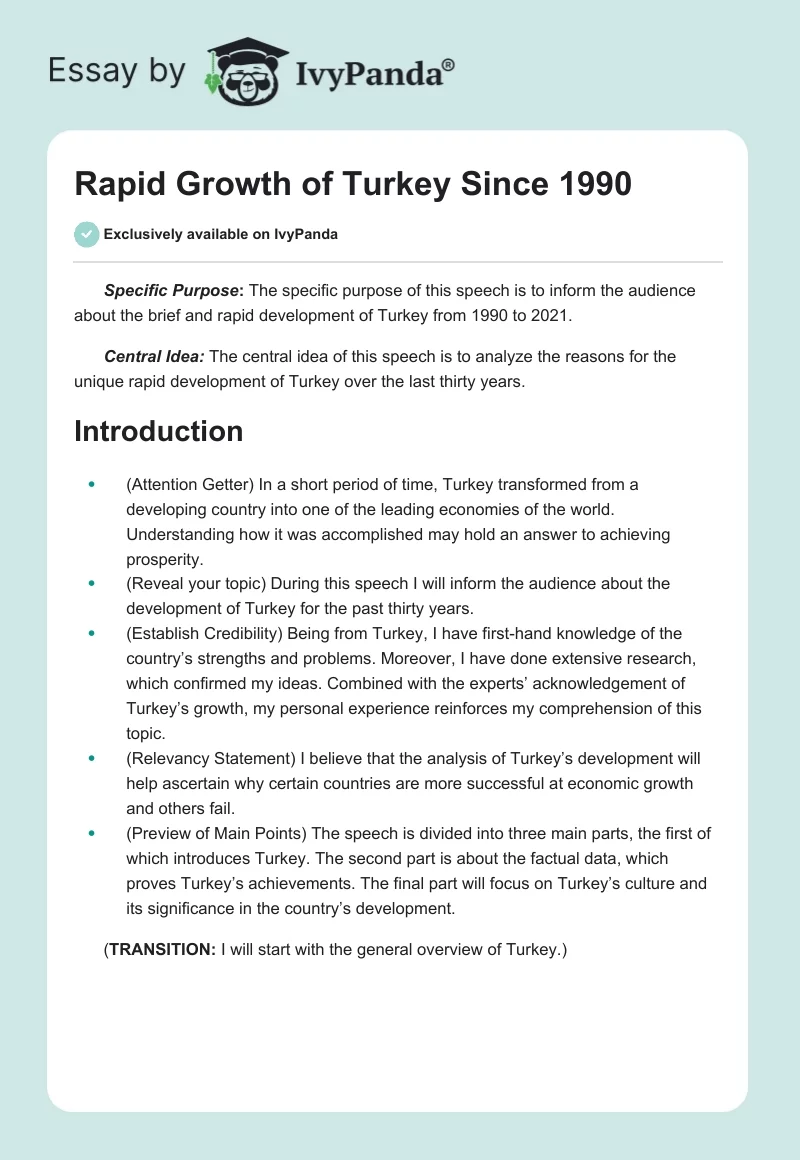 Rapid Growth of Turkey Since 1990. Page 1