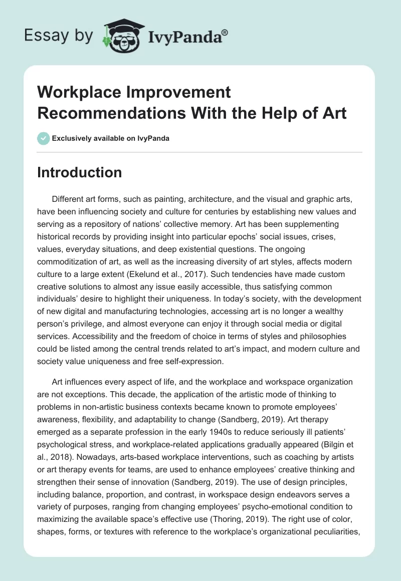 Workplace Improvement Recommendations With the Help of Art. Page 1