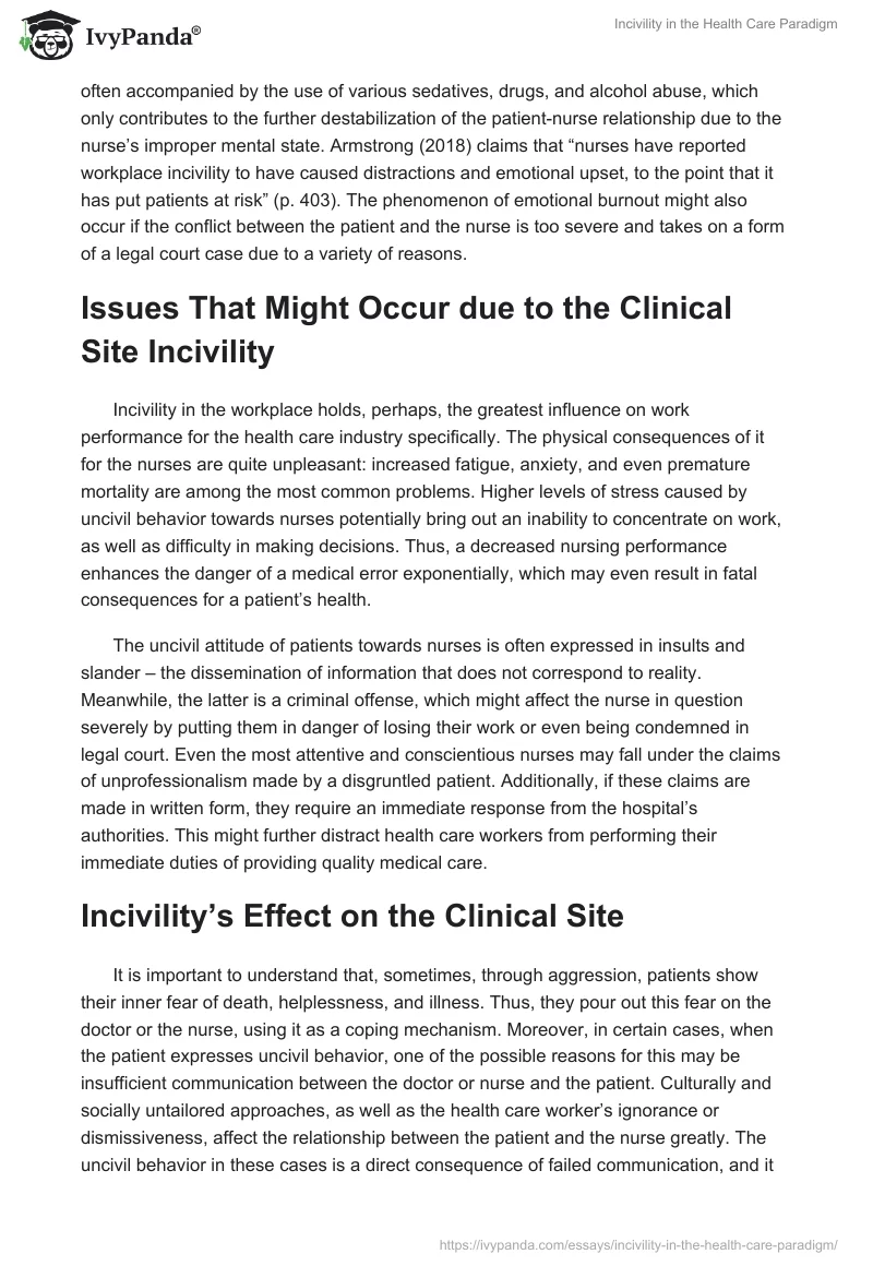 Incivility in the Health Care Paradigm. Page 2