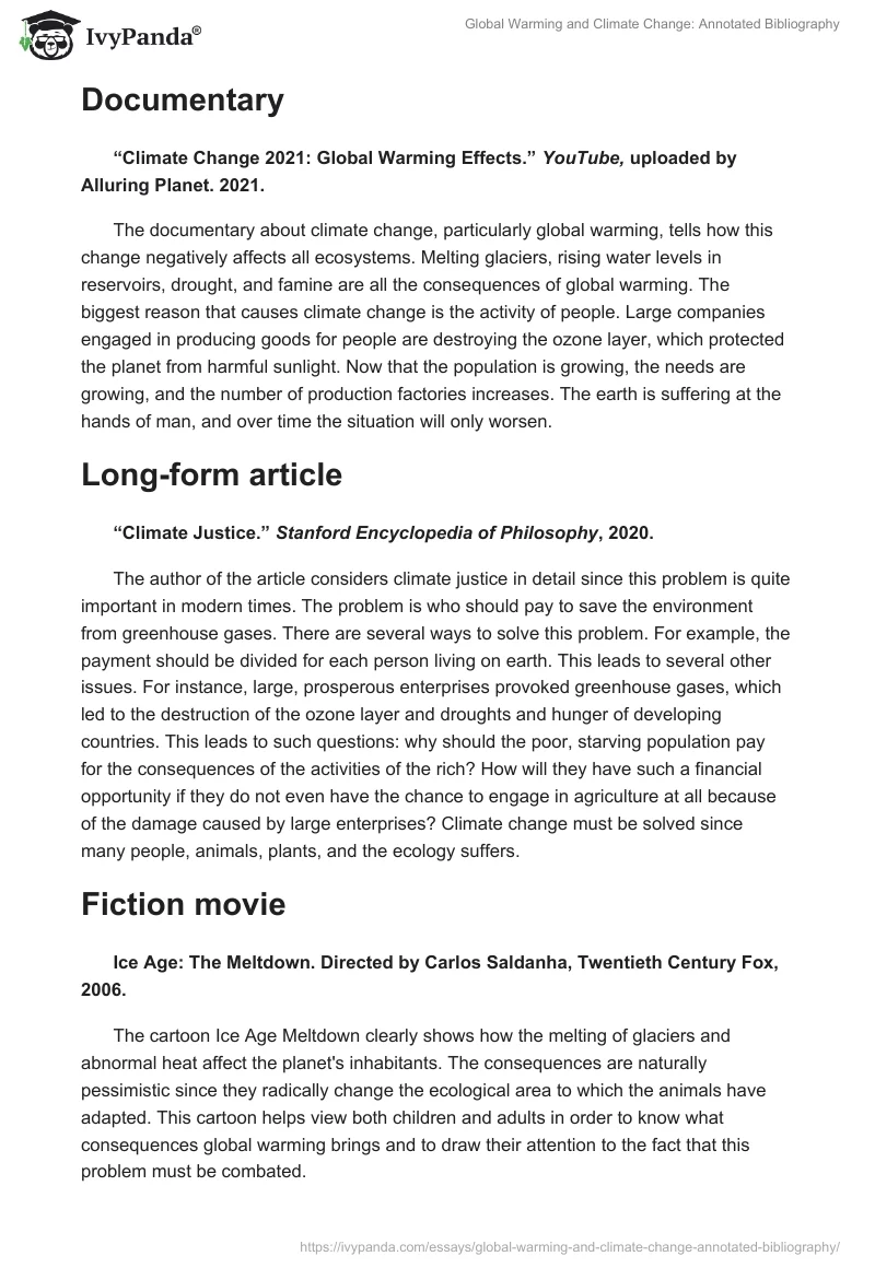 Global Warming and Climate Change: Annotated Bibliography. Page 2