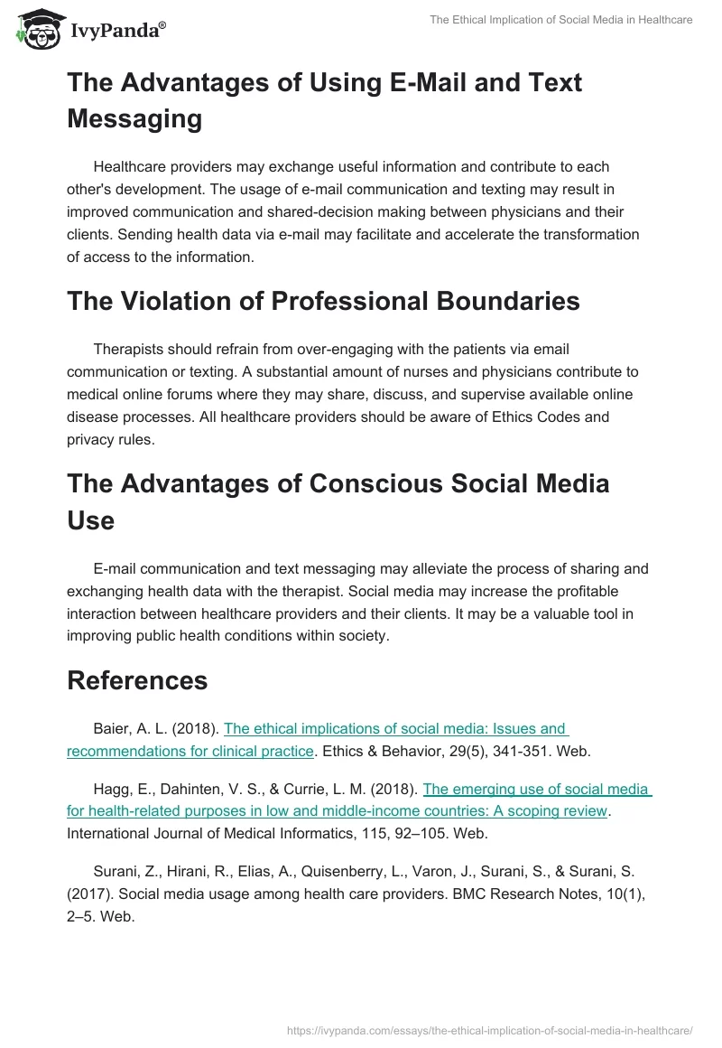 The Ethical Implication of Social Media in Healthcare. Page 2