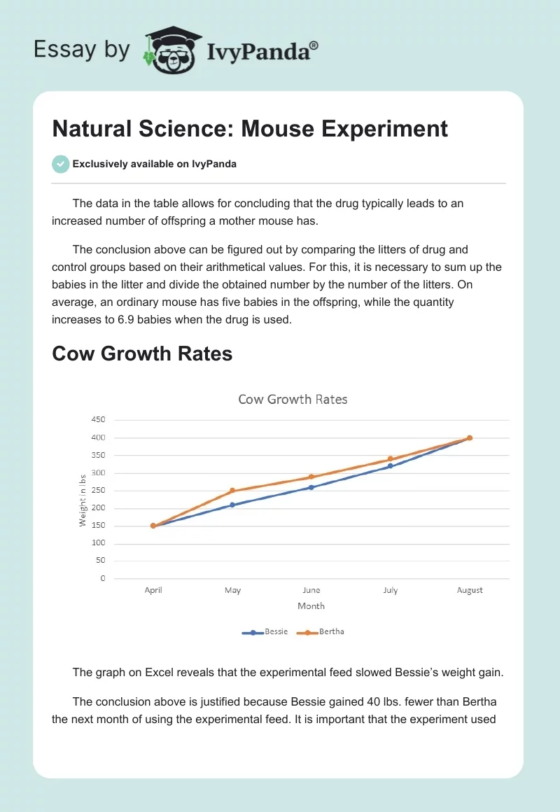 Natural Science: Mouse Experiment. Page 1