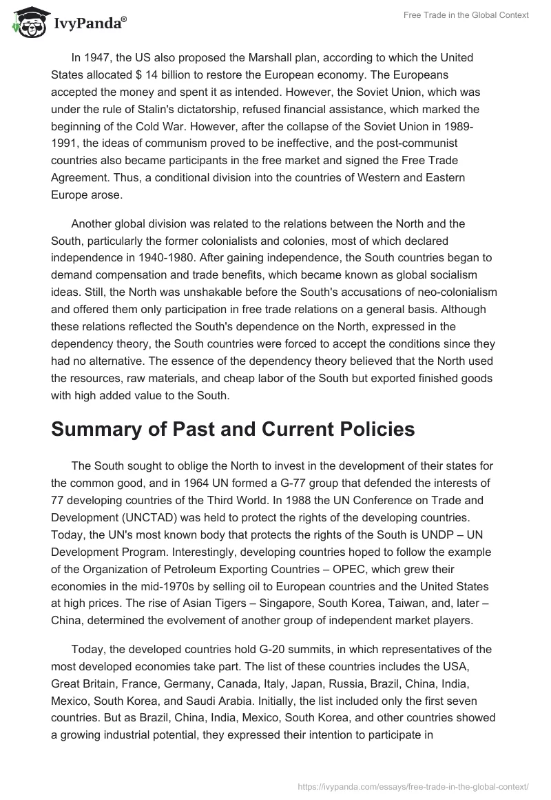 Free Trade in the Global Context. Page 3