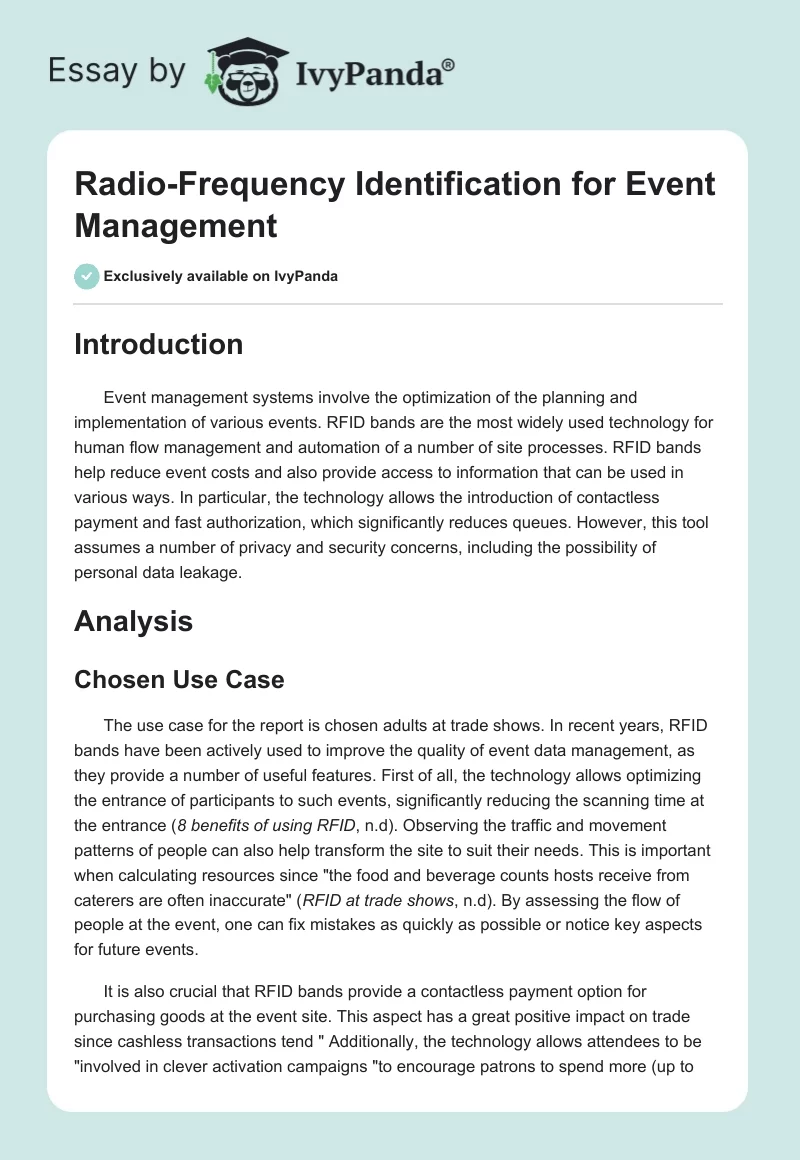 Radio-Frequency Identification for Event Management. Page 1