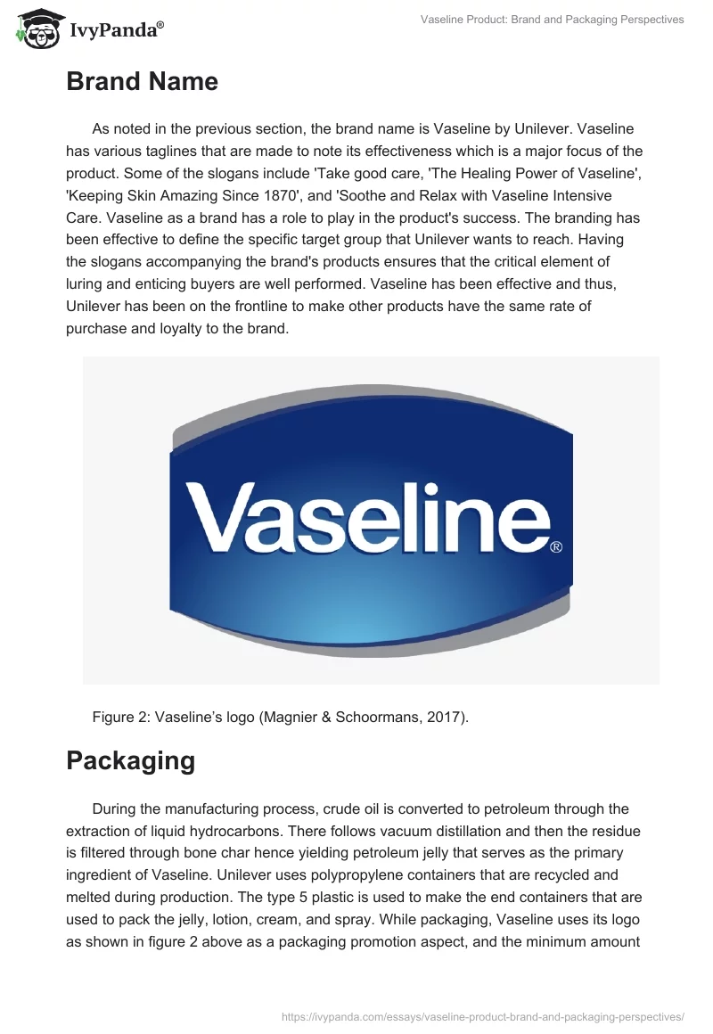 Vaseline Product: Brand and Packaging Perspectives. Page 3