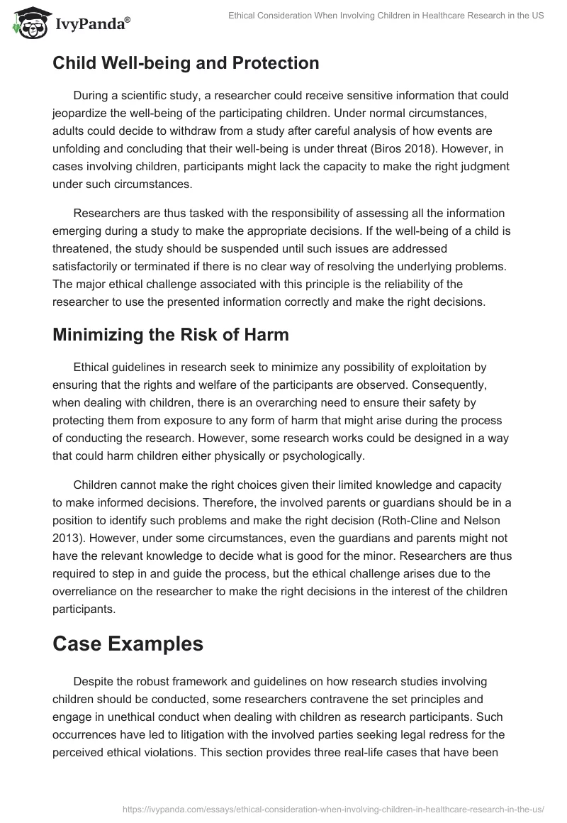 Ethical Consideration When Involving Children in Healthcare Research in the US. Page 3