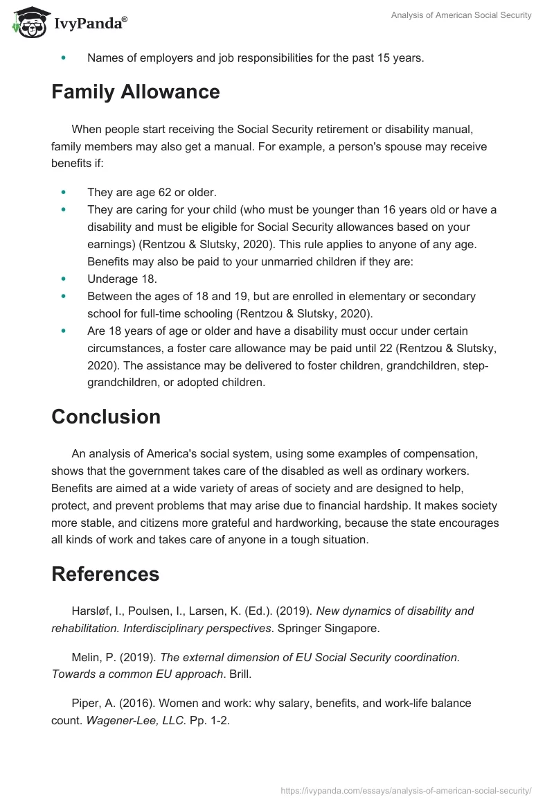 Analysis of American Social Security. Page 3