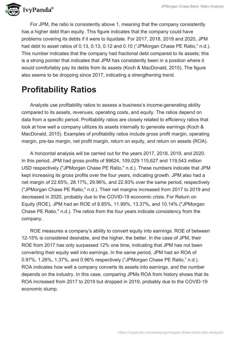 JPMorgan Chase Bank: Ratio Analysis. Page 2