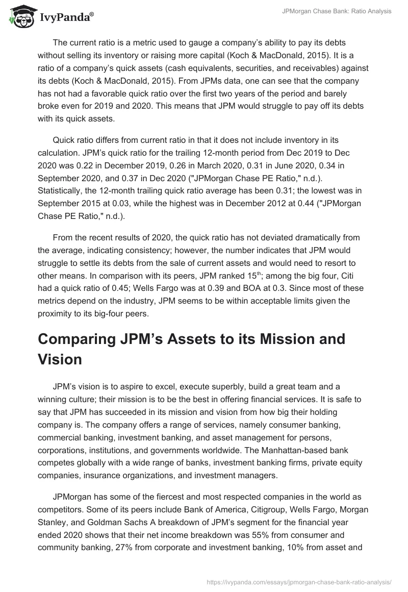 JPMorgan Chase Bank: Ratio Analysis. Page 4