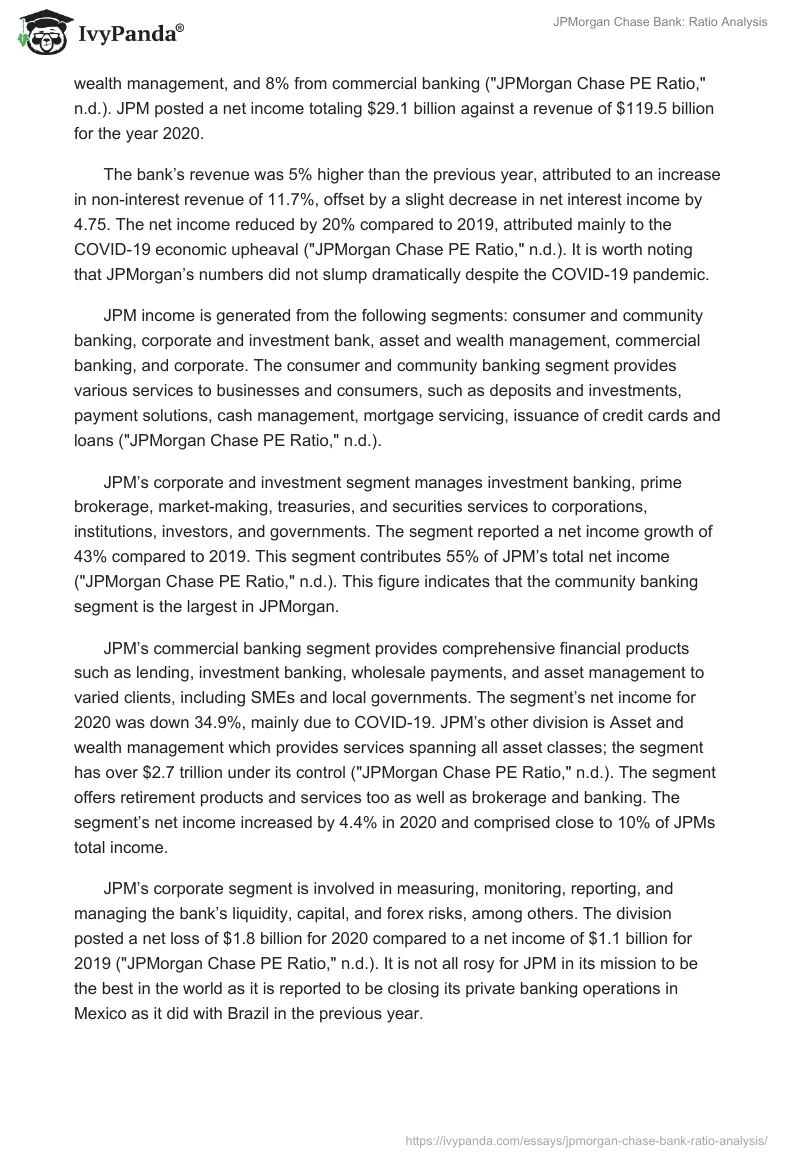 JPMorgan Chase Bank: Ratio Analysis. Page 5