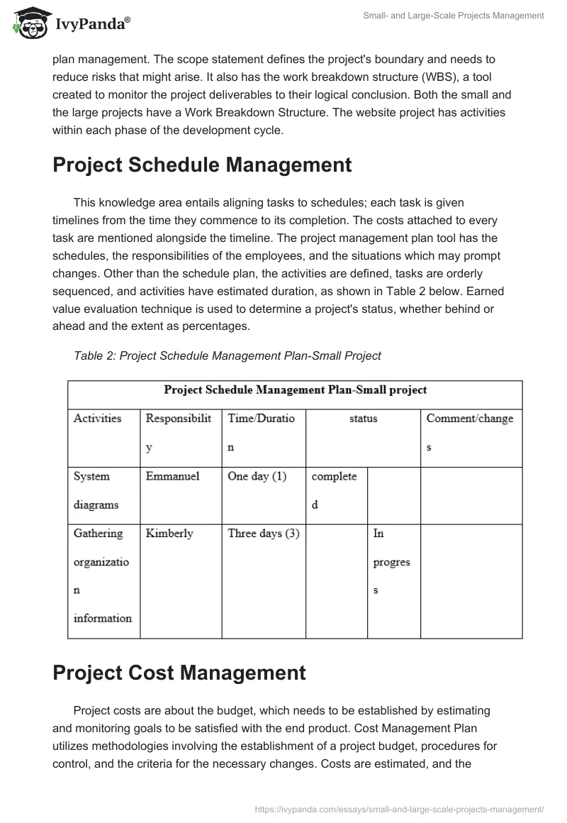 Small- and Large-Scale Projects Management. Page 4