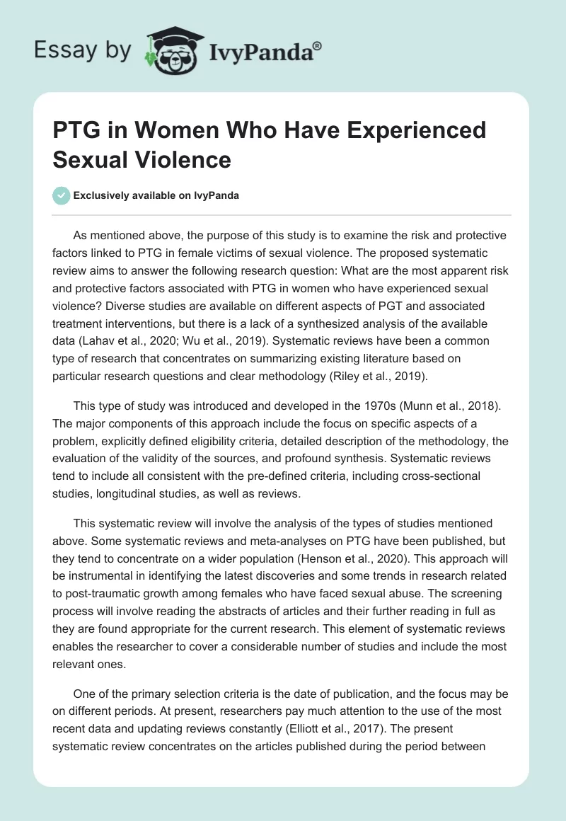 PTG in Women Who Have Experienced Sexual Violence. Page 1