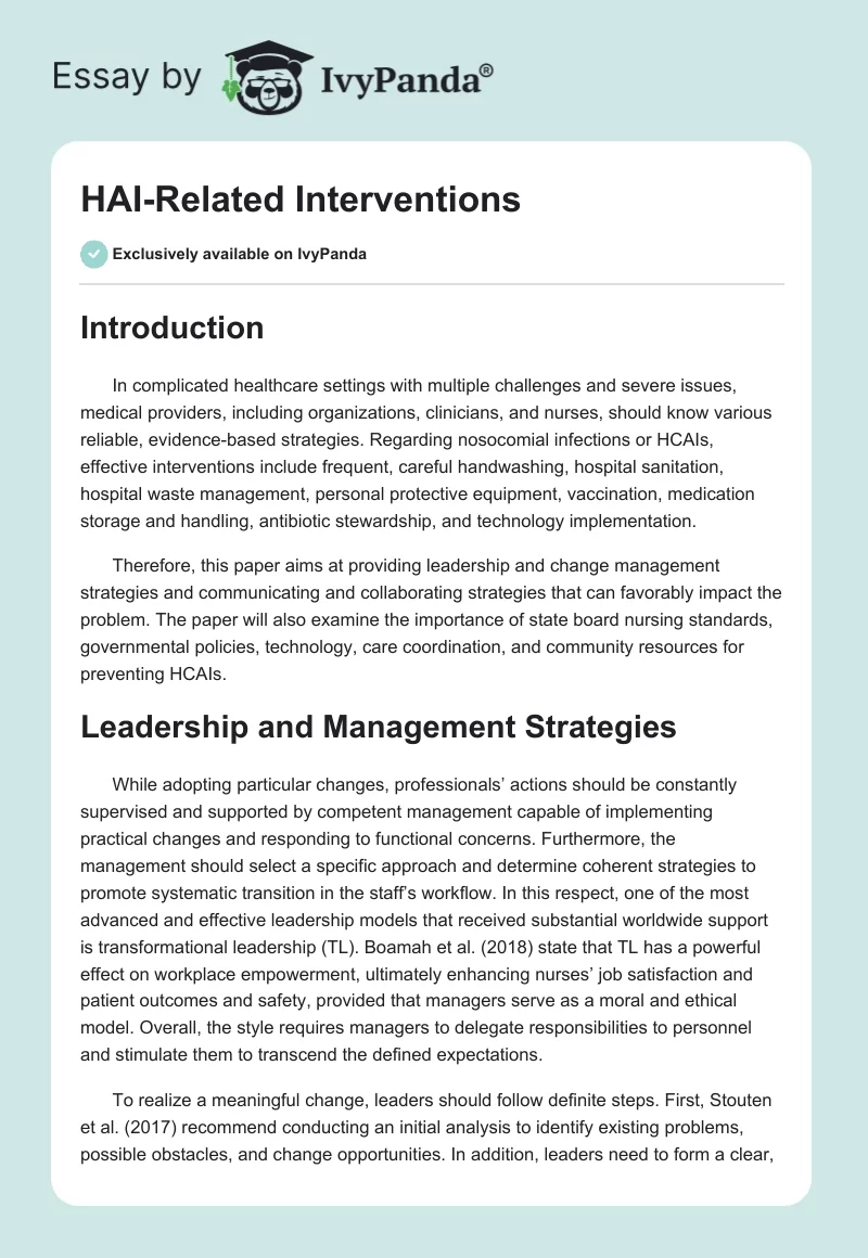 HAI-Related Interventions. Page 1