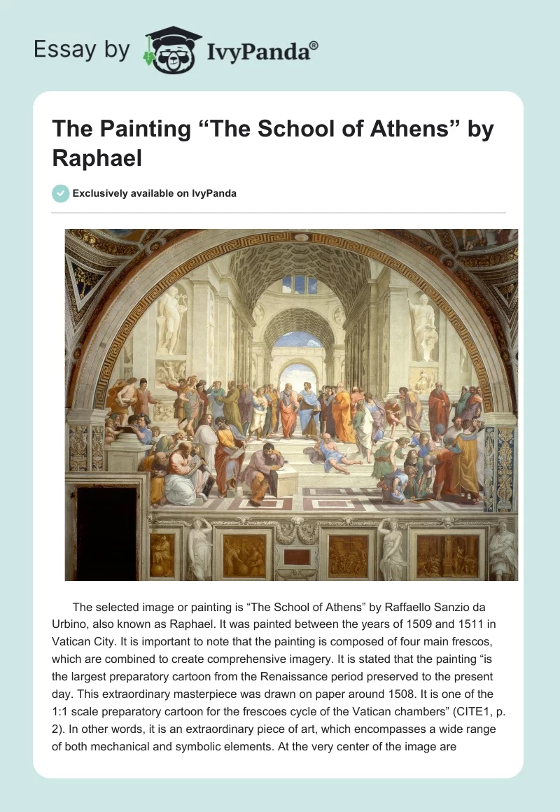 The Painting “The School of Athens” by Raphael. Page 1
