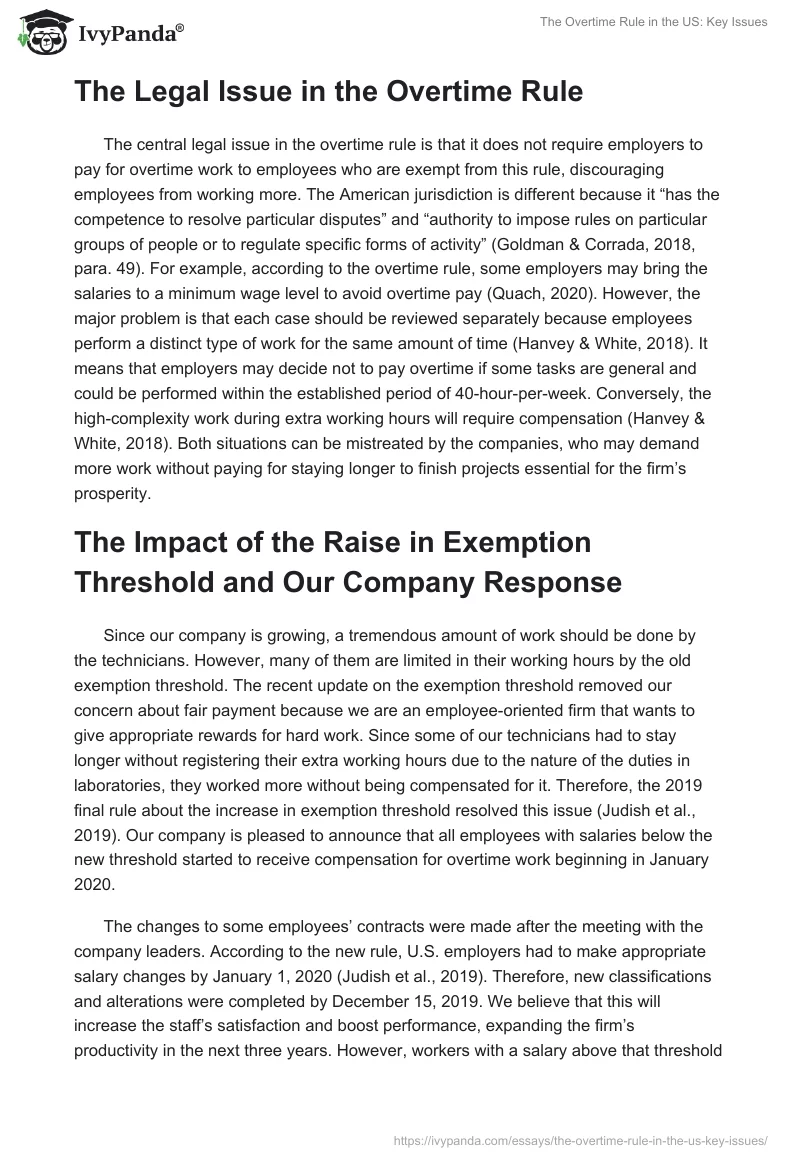 The Overtime Rule in the US: Key Issues. Page 3