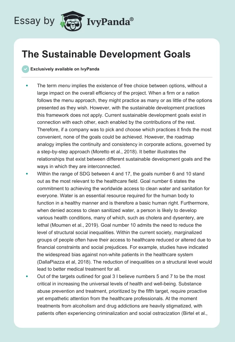 The Sustainable Development Goals. Page 1