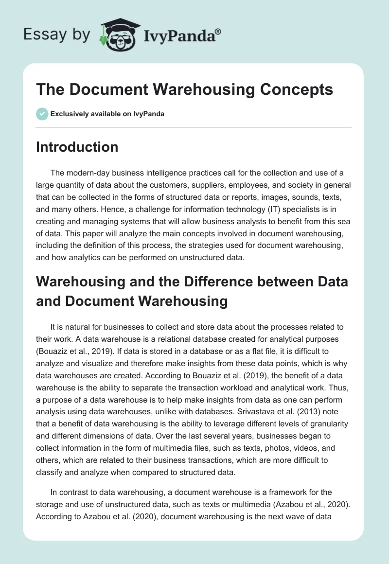 The Document Warehousing Concepts. Page 1