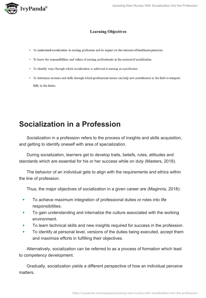 Assisting New Nurses With Socialization Into the Profession. Page 2
