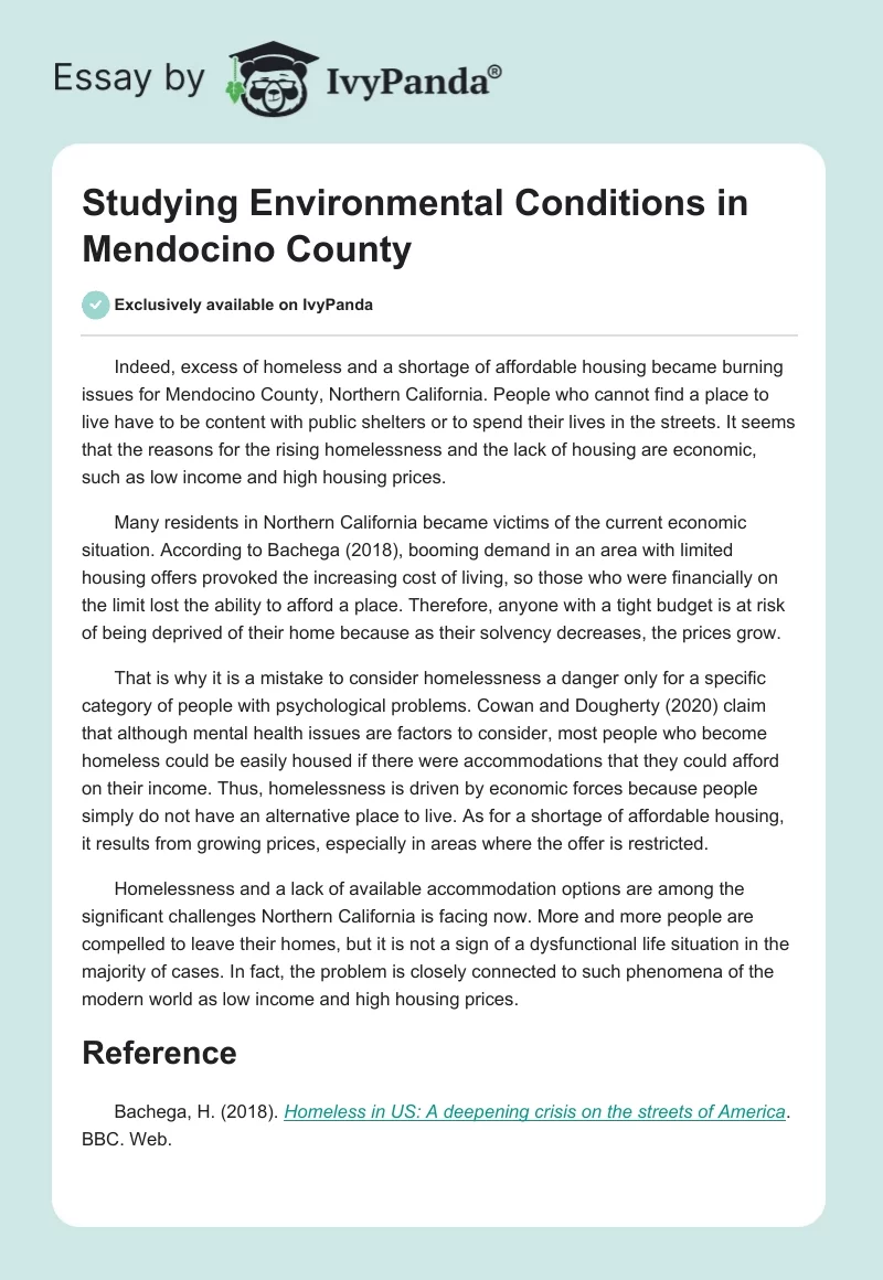 Studying Environmental Conditions in Mendocino County. Page 1
