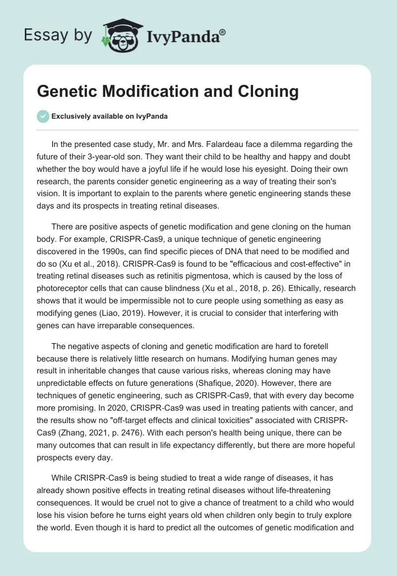 Genetic Modification and Cloning. Page 1