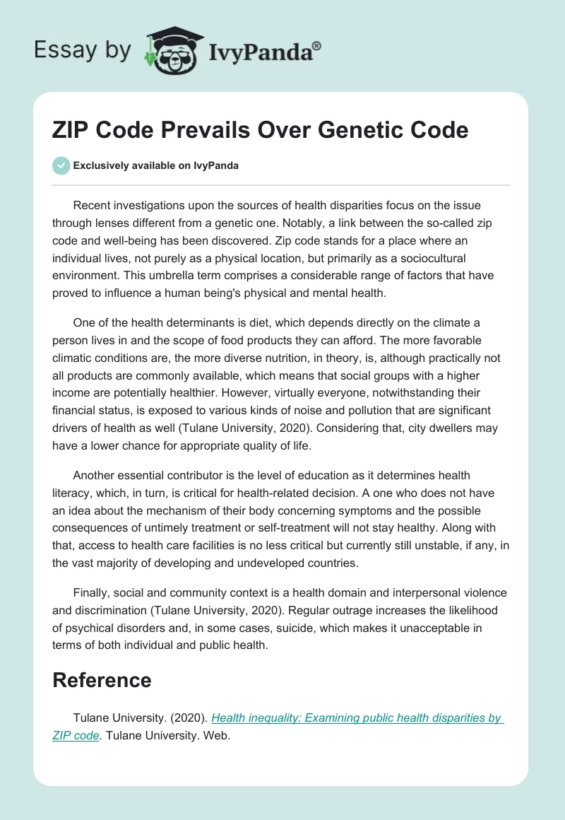 ZIP Code Prevails Over Genetic Code. Page 1