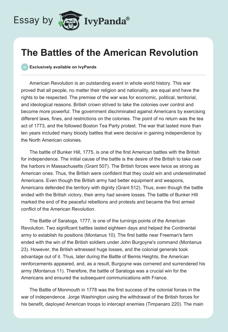 The Battles of the American Revolution. Page 1