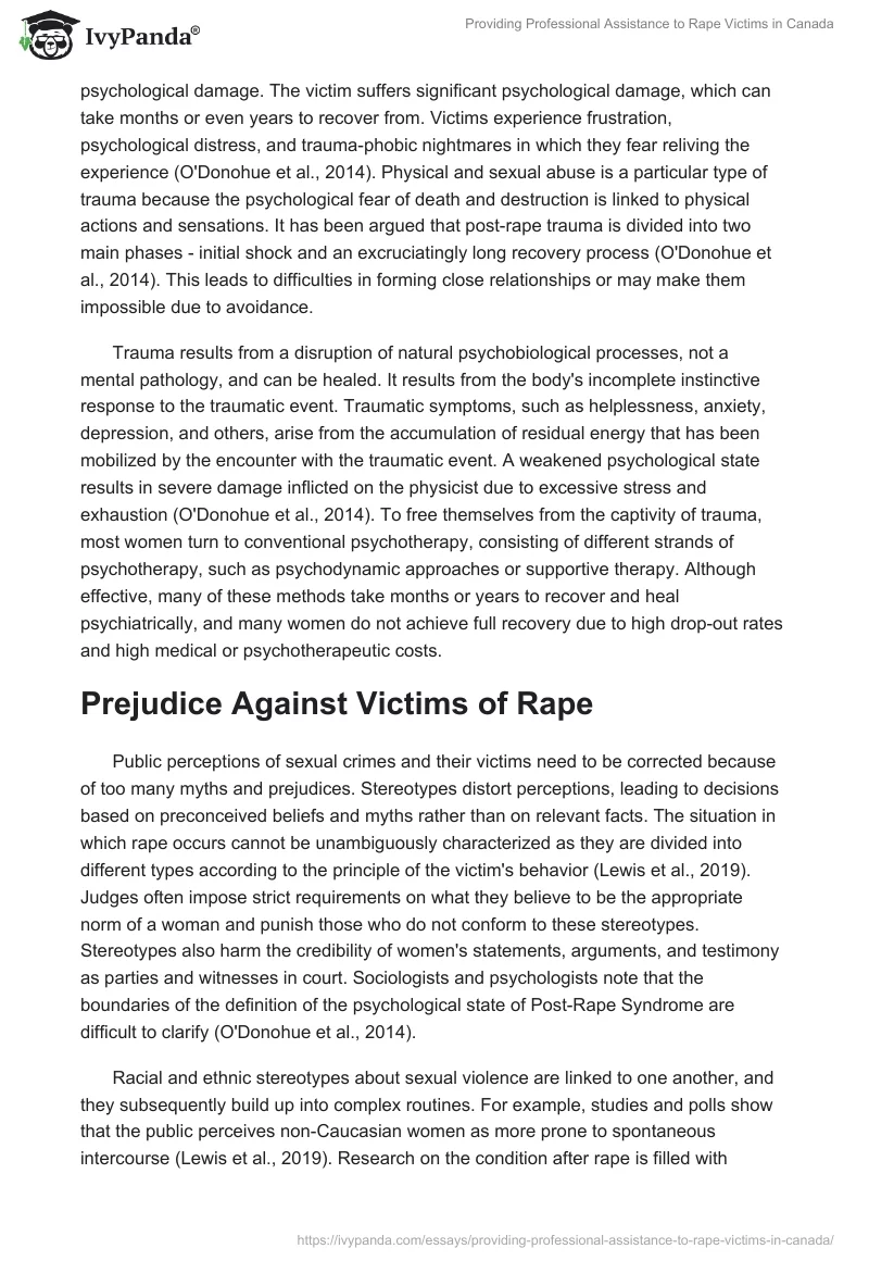 Providing Professional Assistance to Rape Victims in Canada. Page 2