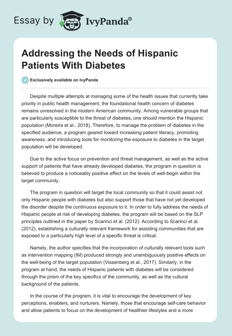 Addressing the Needs of Hispanic Patients With Diabetes. Page 1