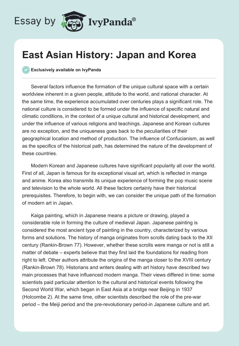 East Asian History: Japan and Korea. Page 1