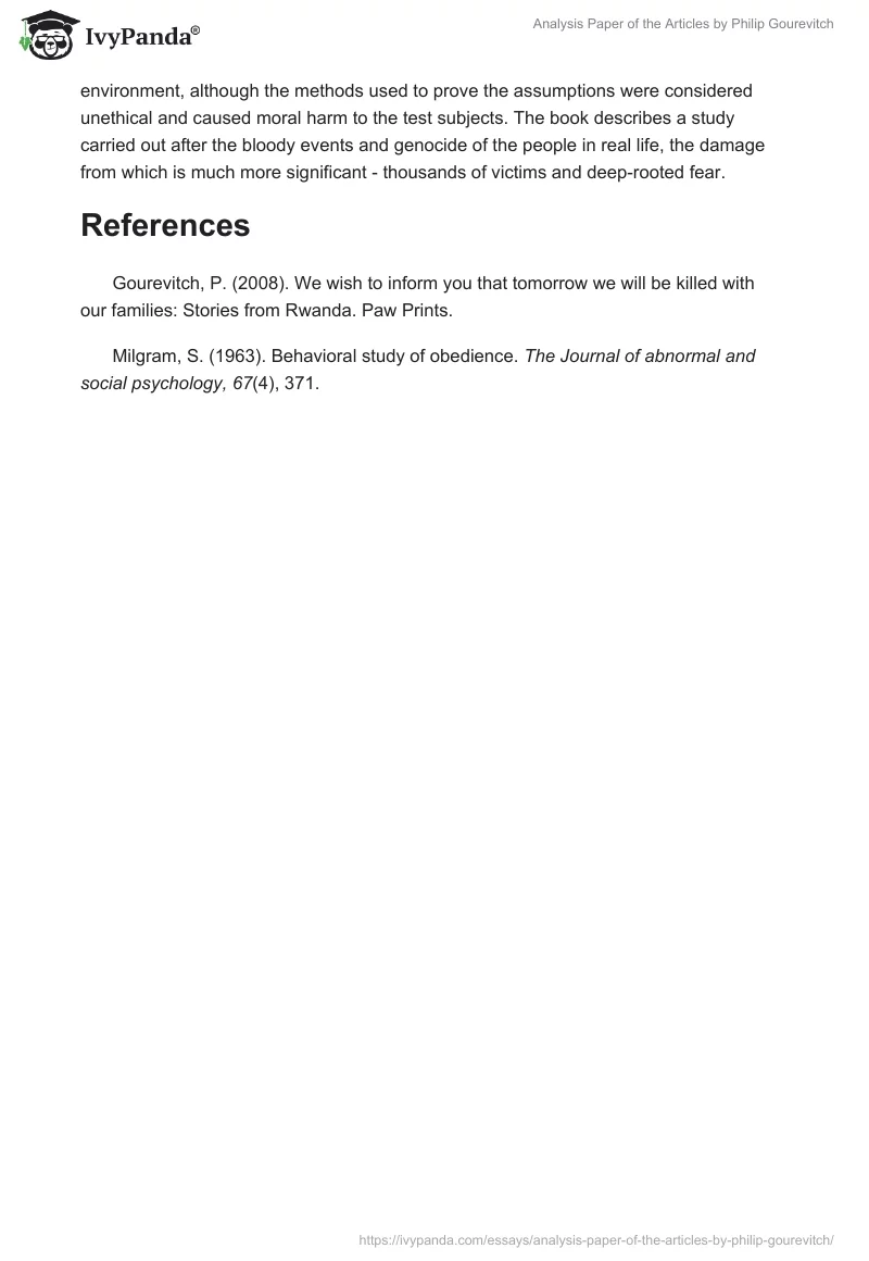 Analysis Paper of the Articles by Philip Gourevitch. Page 3
