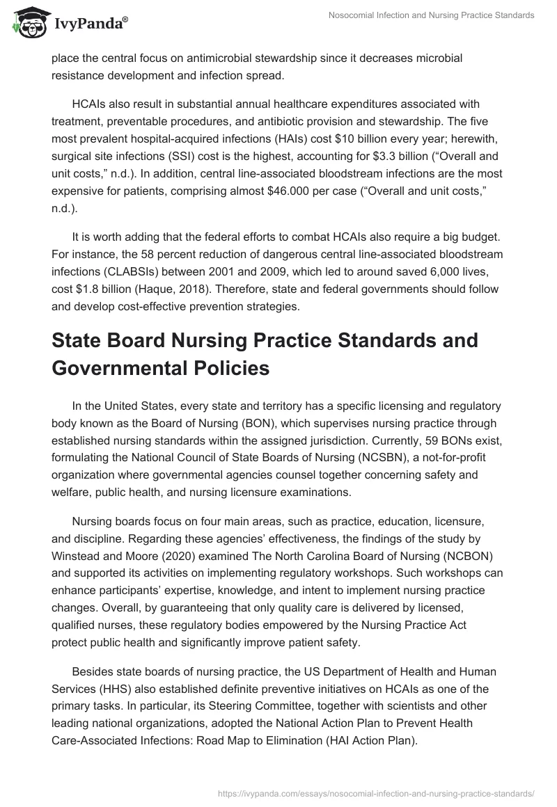 Nosocomial Infection and Nursing Practice Standards. Page 2