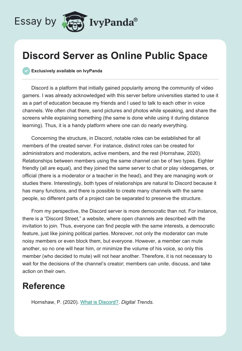 Discord Server as Online Public Space. Page 1