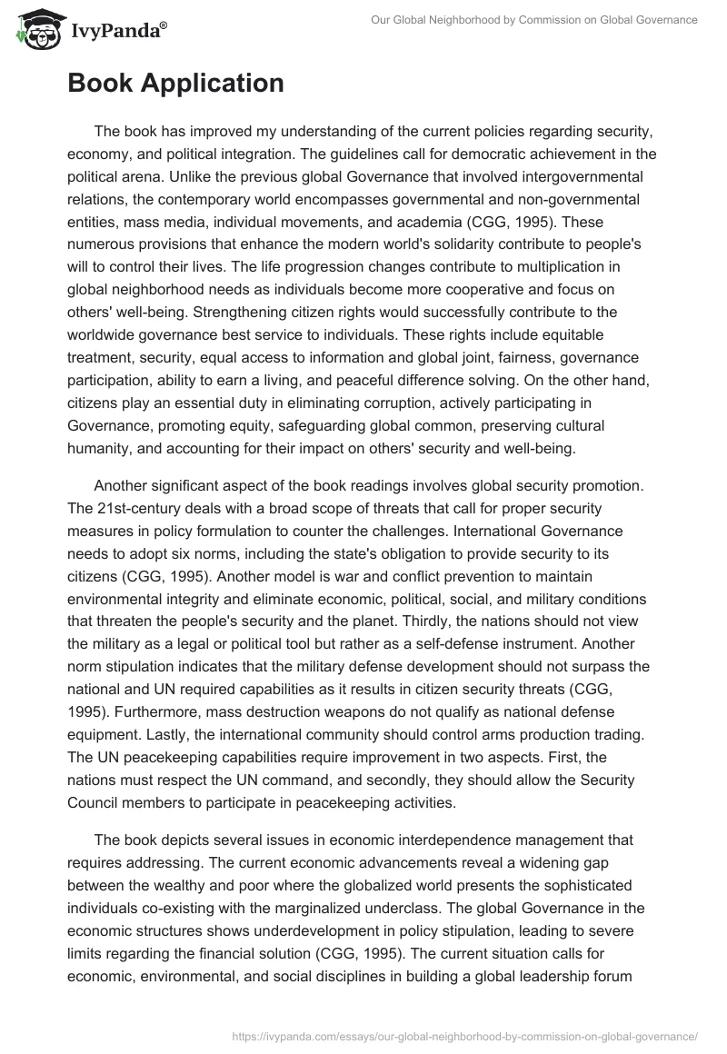 Our Global Neighborhood by Commission on Global Governance. Page 3