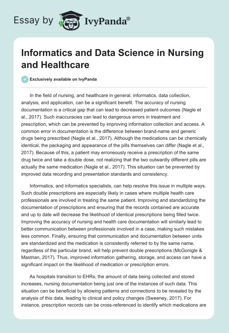 Informatics and Data Science in Nursing and Healthcare. Page 1