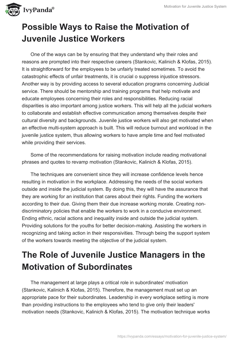 Motivation for Juvenile Justice System. Page 2