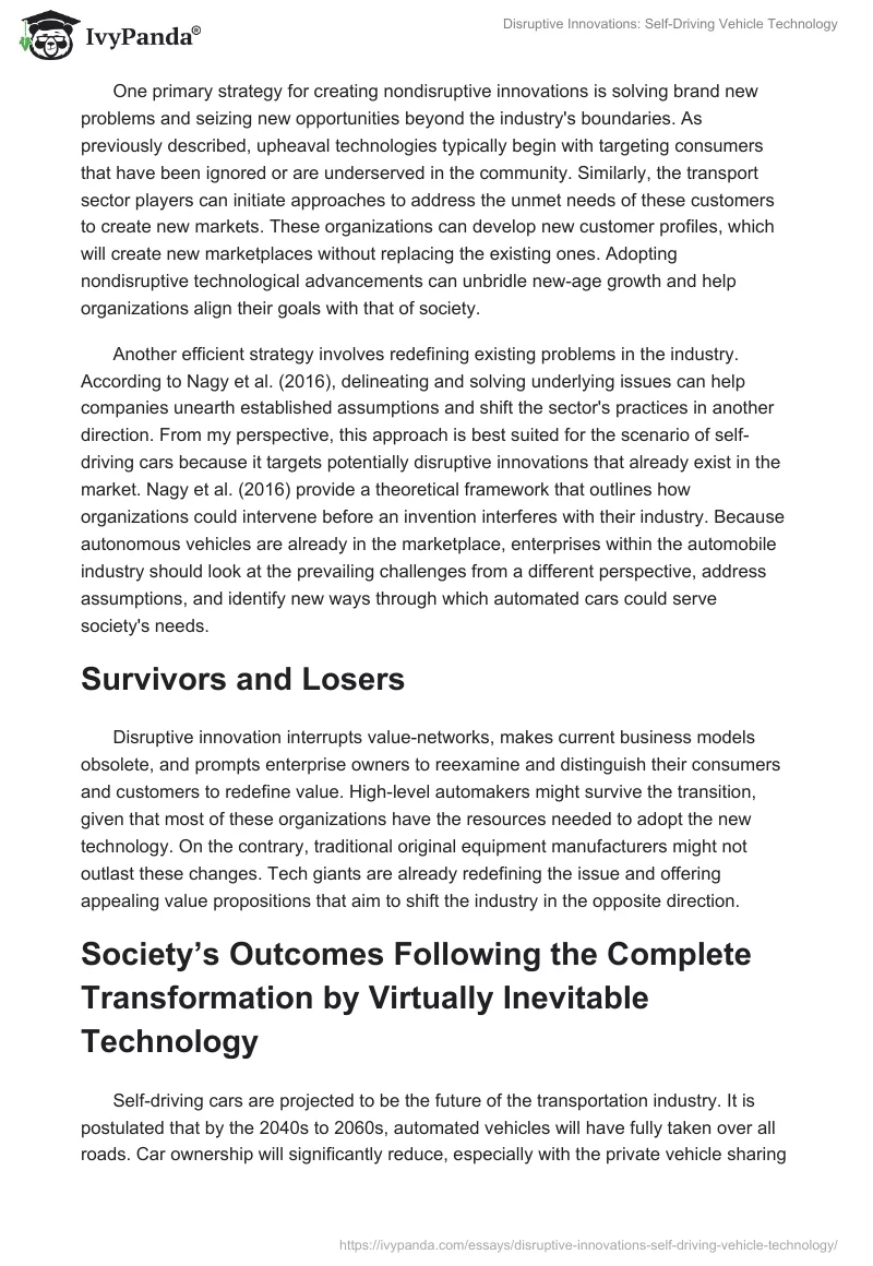 Disruptive Innovations: Self-Driving Vehicle Technology. Page 3