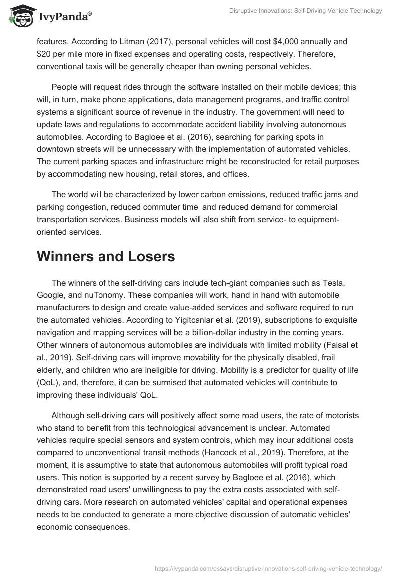 Disruptive Innovations: Self-Driving Vehicle Technology. Page 4