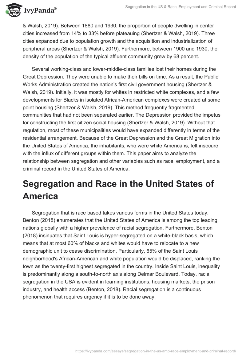 Segregation in the US & Race, Employment and Criminal Record. Page 2