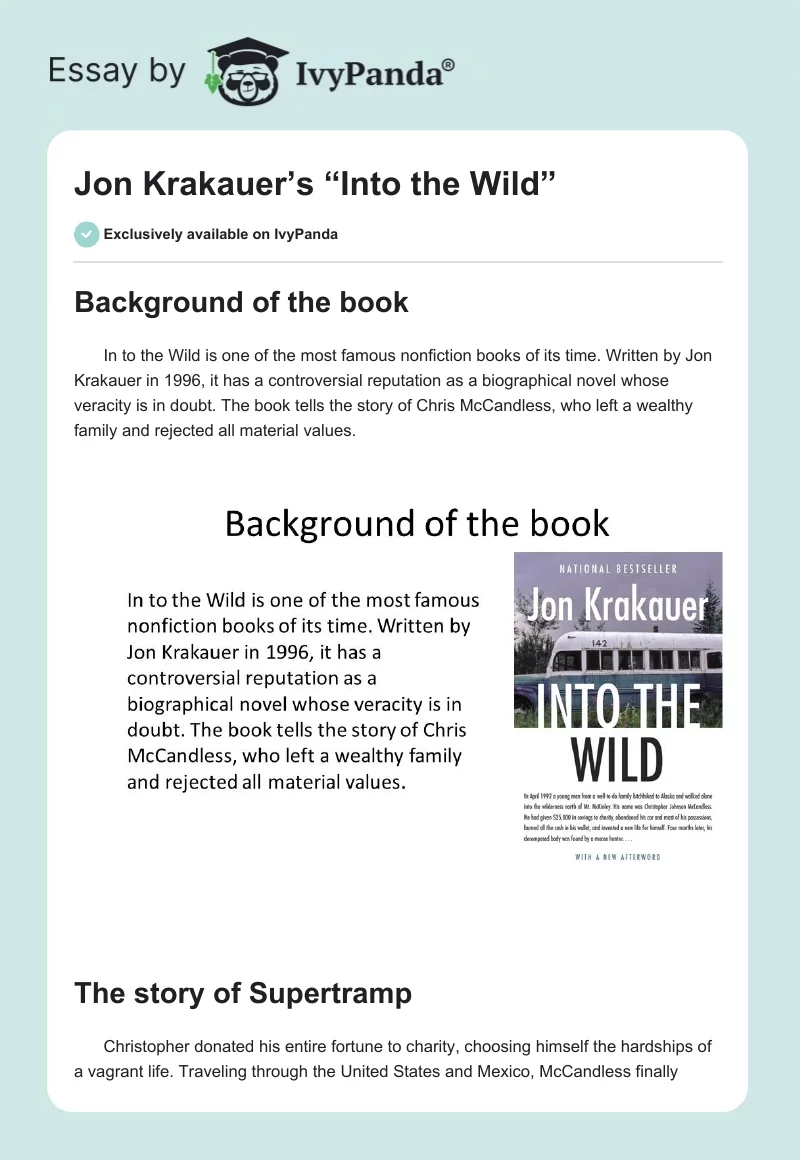 Jon Krakauer’s “Into the Wild”. Page 1