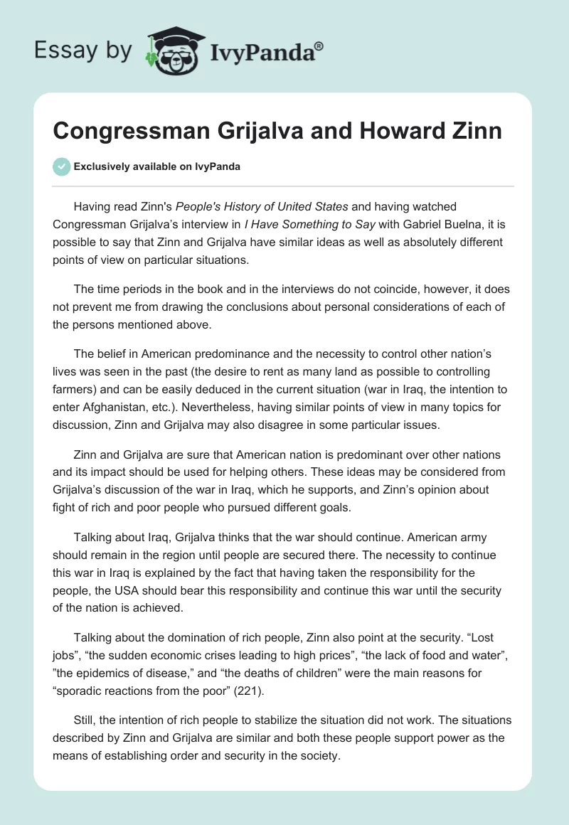 Congressman Grijalva and Howard Zinn. Page 1