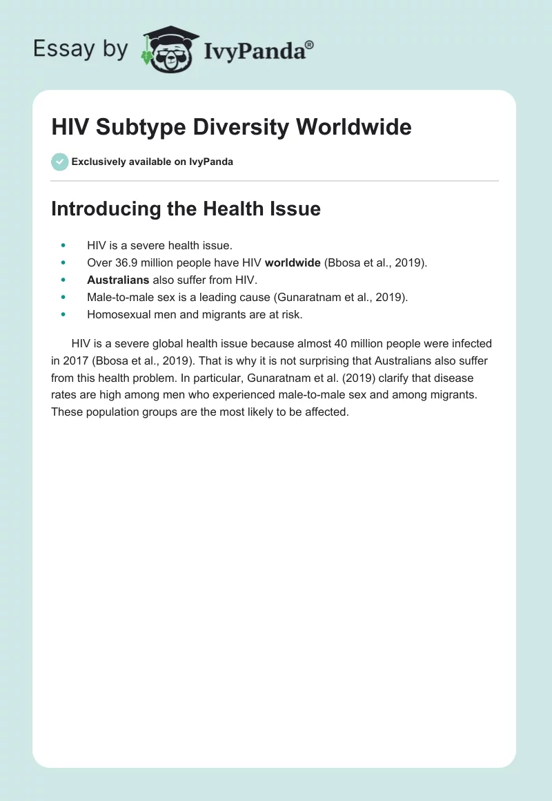 HIV Subtype Diversity Worldwide. Page 1