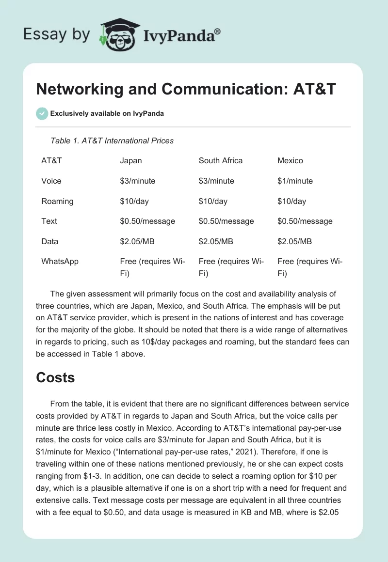 Networking and Communication: AT&T. Page 1