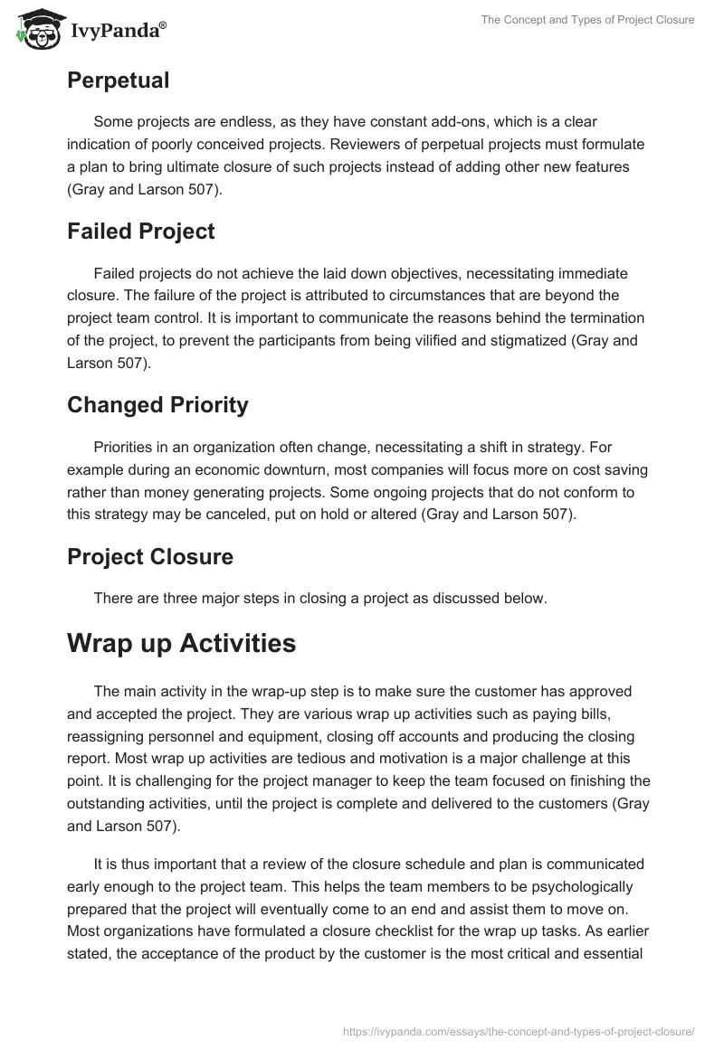 The Concept and Types of Project Closure. Page 2