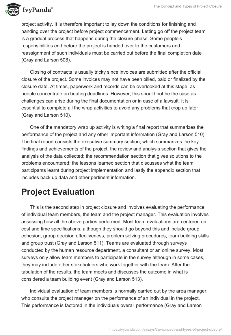 The Concept and Types of Project Closure. Page 3