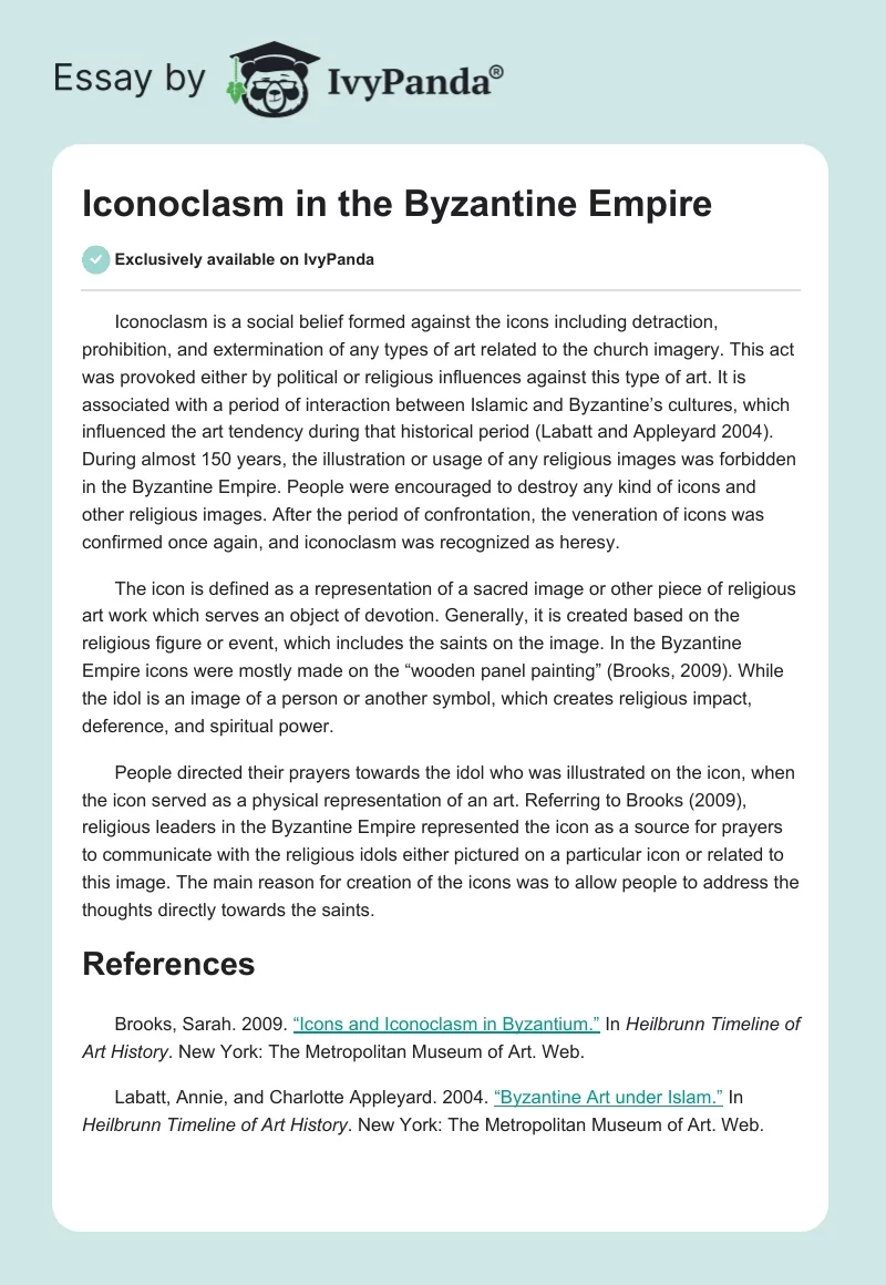 Iconoclasm in the Byzantine Empire. Page 1