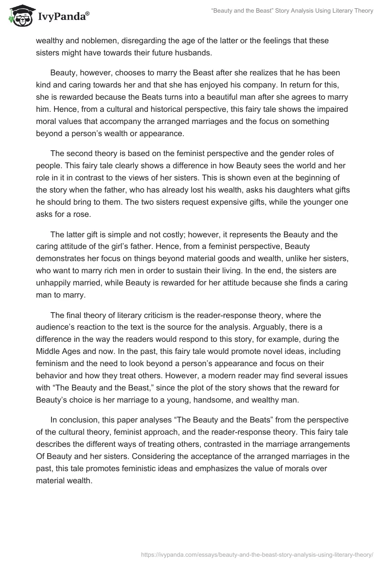 “Beauty and the Beast” Story Analysis Using Literary Theory. Page 2